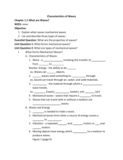 Characteristics of Waves Chapter 1.1 What are Waves? NGSS: none