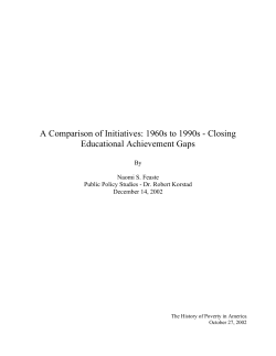 A Comparison of Initiatives: 1960s to 1990s