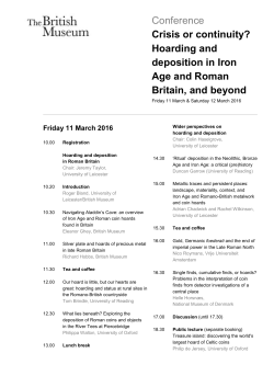 Conference Crisis or continuity? Hoarding and