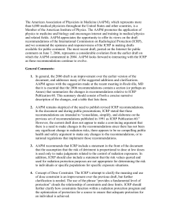 AAPM comments on draft ICRP Report 103
