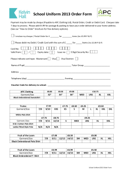 School Uniform 2013 Order Form