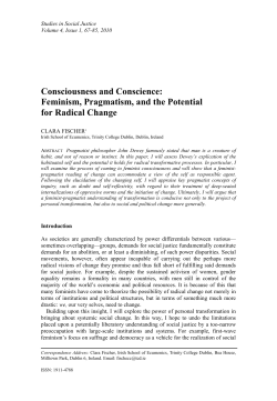 Consciousness and Conscience: Feminism, Pragmatism, and the