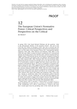 The European Union`s Normative Power: Critical Perspectives and