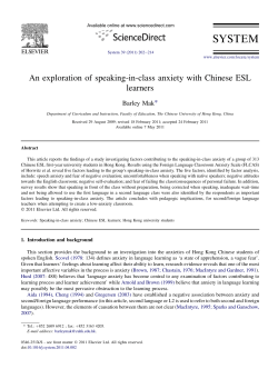 An exploration of speaking-in-class anxiety with Chinese ESL learners