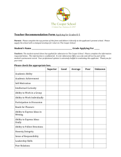 2015-2016 Teacher Recommendation Form