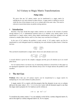 3x3 Unitary to Magic Matrix Transformations
