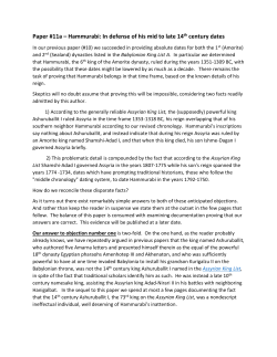 Hammurabi: In defense of his mid to late 14th century dates