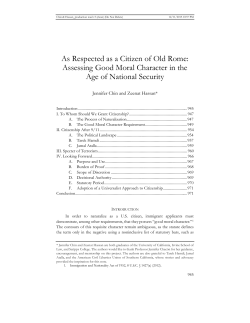 As Respected as a Citizen of Old Rome: Assessing Good