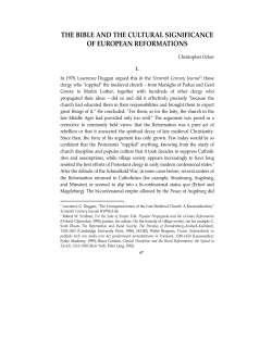 the bible and the cultural significance of european reformations