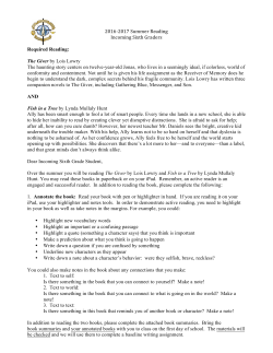 Summer 2016 Reading Assignment for