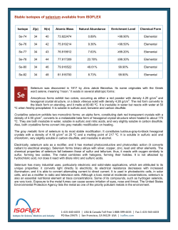 Stable isotopes of selenium available from ISOFLEX