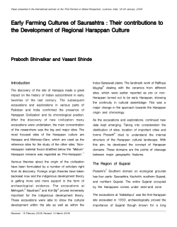 Early Farming Cultures of Saurashtra : Their contributions to the