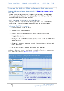Exploring the BNC and COCA online using BYU