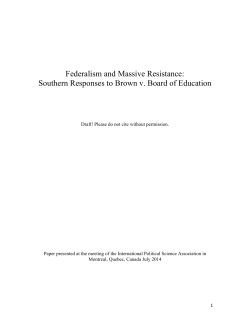Federalism and Massive Resistance: Southern Responses to Brown