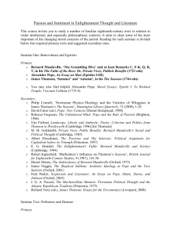 Passion and Sentiment in Enlightenment Thought and Literature