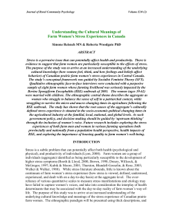 nderstanding the Cultural Meanings of Farm Women`s Stress