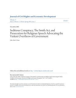 Seditious Conspiracy, The Smith Act, and Prosecution for Religious
