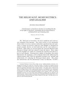 The Holocaust, Museum Ethics and Legalism
