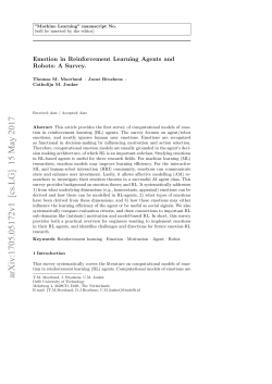 Emotion in Reinforcement Learning Agents and Robots: A Survey
