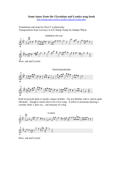 Some tunes from the Ukrainian and Lemko song book