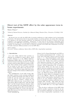 Direct test of the MSW effect by the solar appearance term in beam