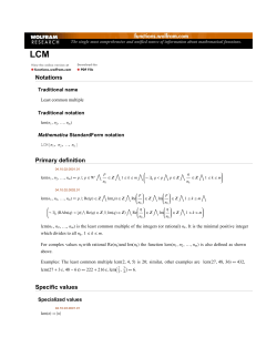Notations Primary definition Specific values