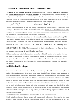Prediction of Solidification Time: Chvorinov`s Rule. ts = B (V/A