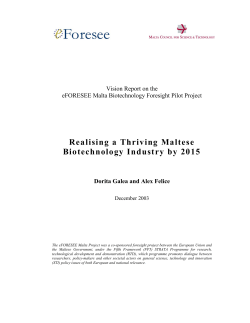 Realising a Thriving Maltese Biotechnology Industry