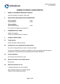 Page 1 of 4 SUMMARY OF PRODUCT CHARACTERISTICS