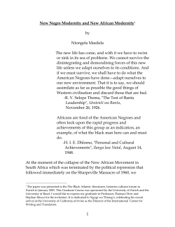 New Negro Modernity and New African Modernity: The Question of