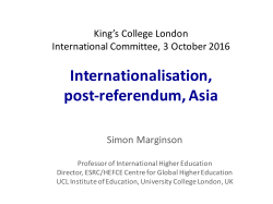 KCL 3 October 2016 - Centre for Global Higher Education