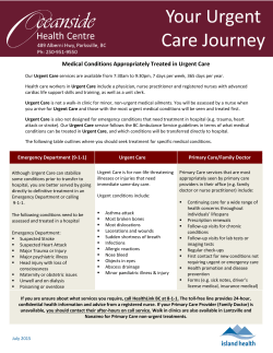 Medical Conditions Appropriately Treated in Urgent Care