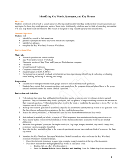 1 Identifying Key Words, Synonyms, and Key Phrases