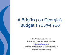 A Briefing on Georgia`s Budget FY15A-FY16