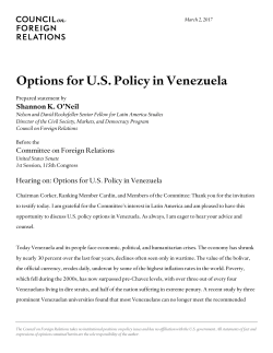 Options for US Policy in Venezuela
