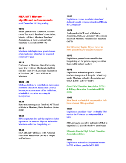 1 MEA-MFT History – significant achievements