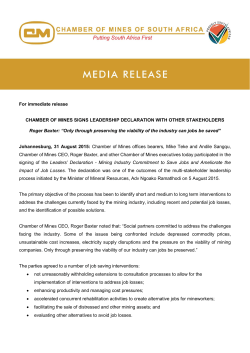 August 31, 2015 Chamber of Mines signs Leadership Declaration
