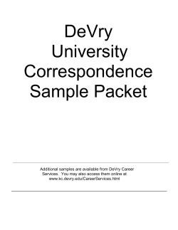 Job Correspondence Packet  - DeVry University