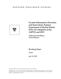 Ex-ante Information Provision and Innovation: Natural Experiment of