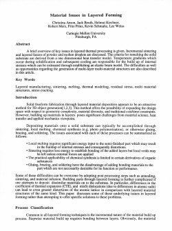 Material Issues in Layered Forming - (SFF) Symposium