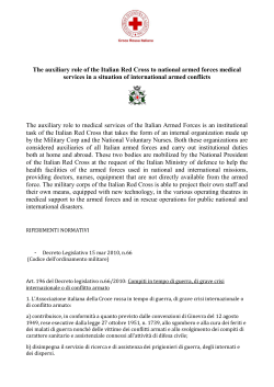 The auxiliary role of the Italian Red Cross to national armed forces