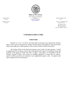 Uniform Ethics Code - State of New Jersey