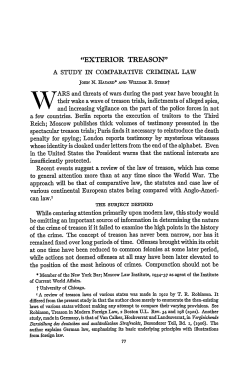 "Exterior Treason": A Study in Comparative Criminal Law