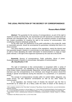 THE LEGAL PROTECTION OF THE SECRECY OF