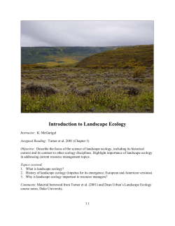Introduction to Landscape Ecology
