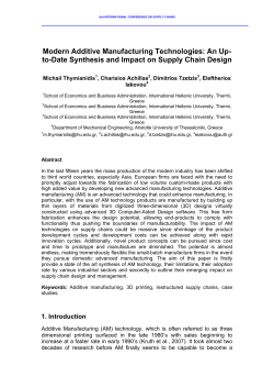 Modern Additive Manufacturing Technologies: An Up- to