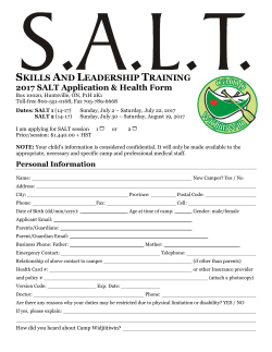2017 SALT Application Form and Health Form