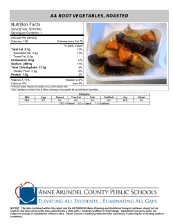 AA ROOT VEGETABLES, ROASTED Nutrition Facts
