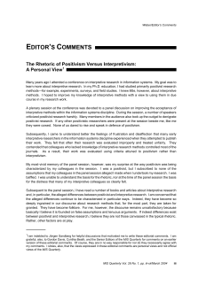 The Rhetoric of Positivism Versus Interpretivism: A