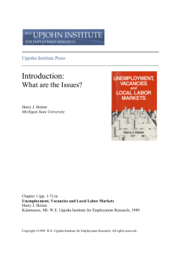 Introduction: What are the Issues? [to Unemployment, Vacancies